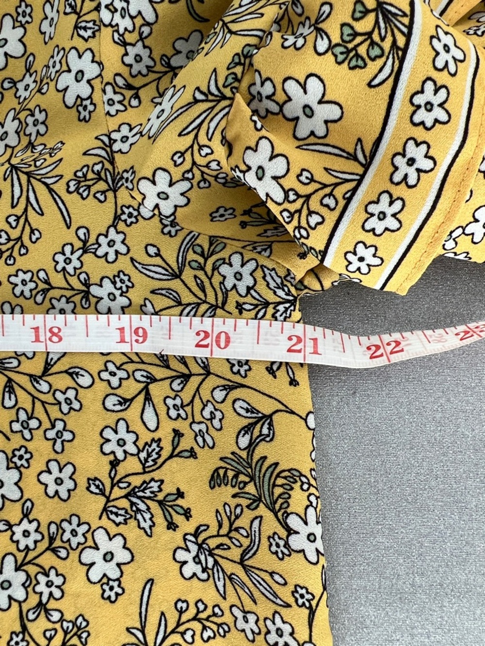 Max Studio Mustard Floral Tie-Neck Peasant Office Blouse Style #A703D31 Size L - Picture 17 of 17